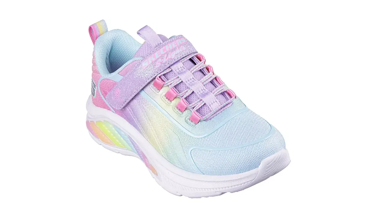 GIRLS LITTLE KID RAINBOW CRUISERS LIGHT UP SNEAKER>SKECHERS Best