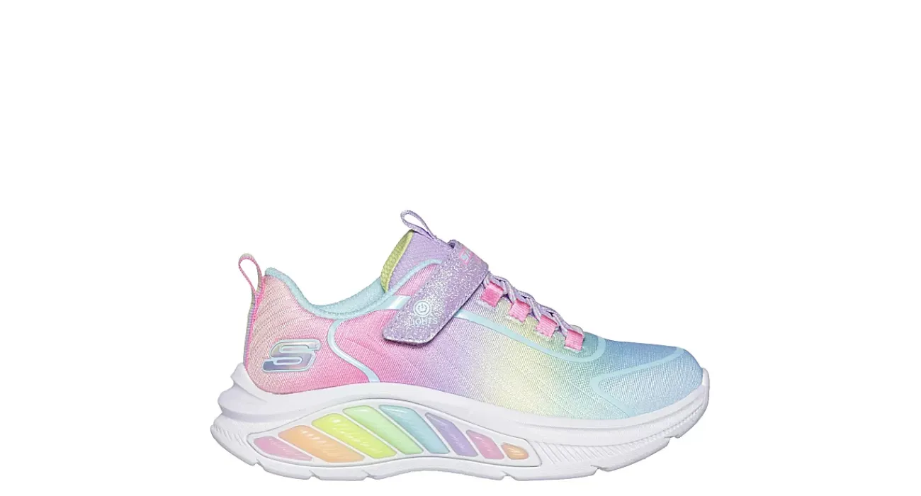 GIRLS LITTLE KID RAINBOW CRUISERS LIGHT UP SNEAKER>SKECHERS Best