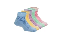 GIRLS SCALLOPED WELT QUARTER SOCKS 5 PAIRS>LADEDA New
