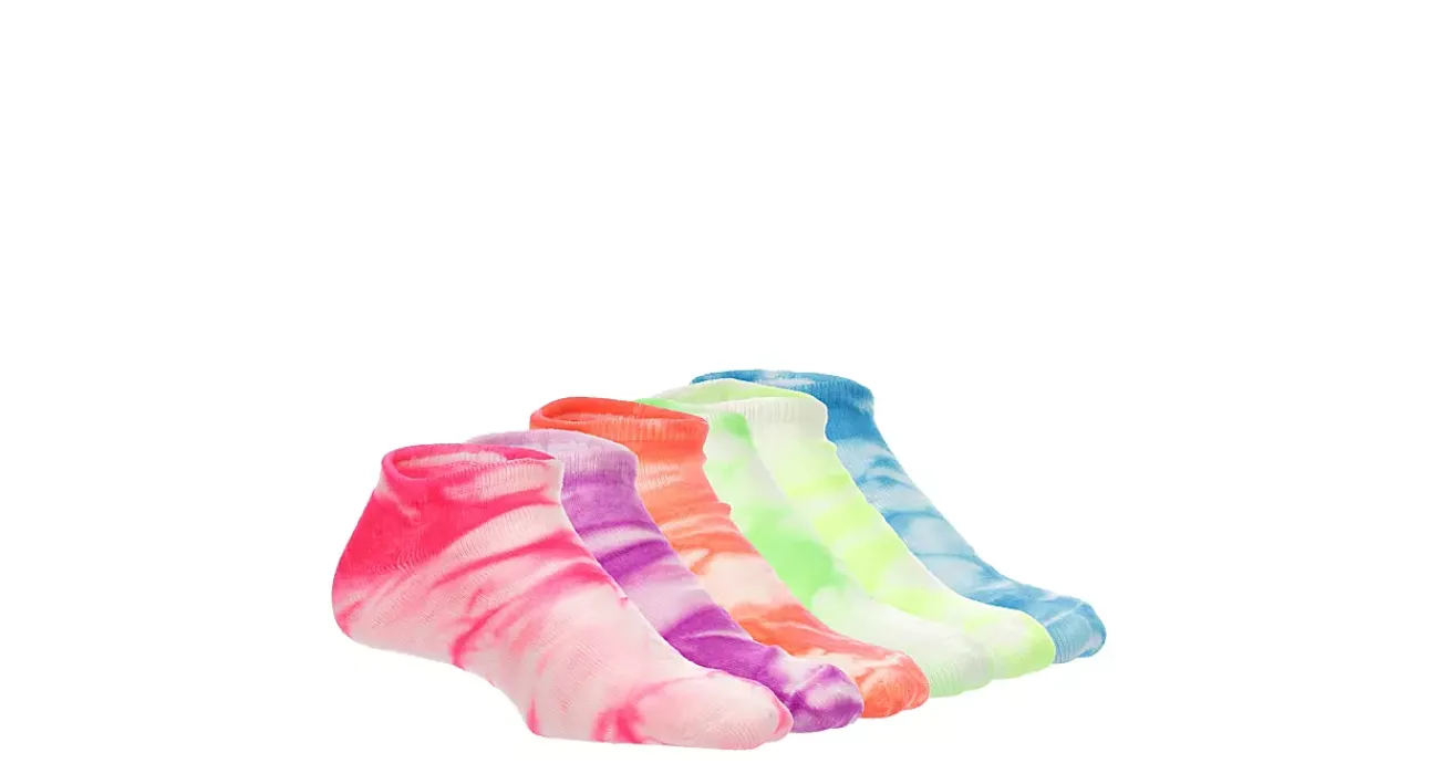 GIRLS TIE DYE NO SHOW SOCKS 6 PAIRS>SOF SOLE Outlet
