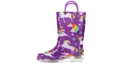 GIRLS TODDLER RAINBOW UNICORN LIGHTED RAIN BOOT><noscript><img width=