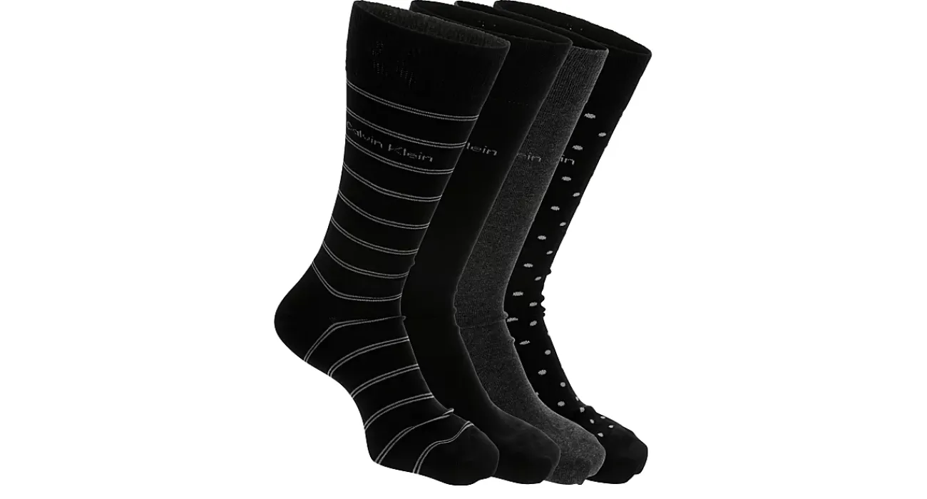 MENS DRESS CREW STRIPE SOCKS 4 PAIRS>CALVIN KLEIN