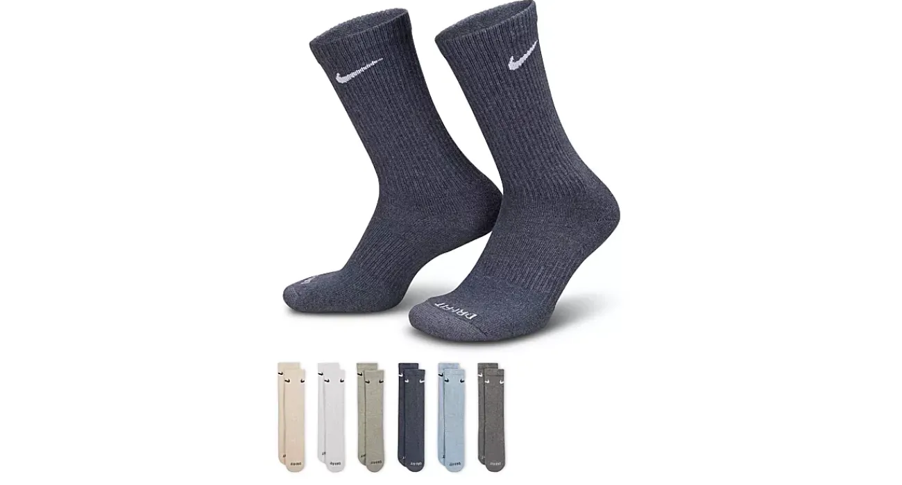 MENS LARGE EVERYDAY CUSHIONED CREW SOCKS 6 PAIRS>NIKE Sale