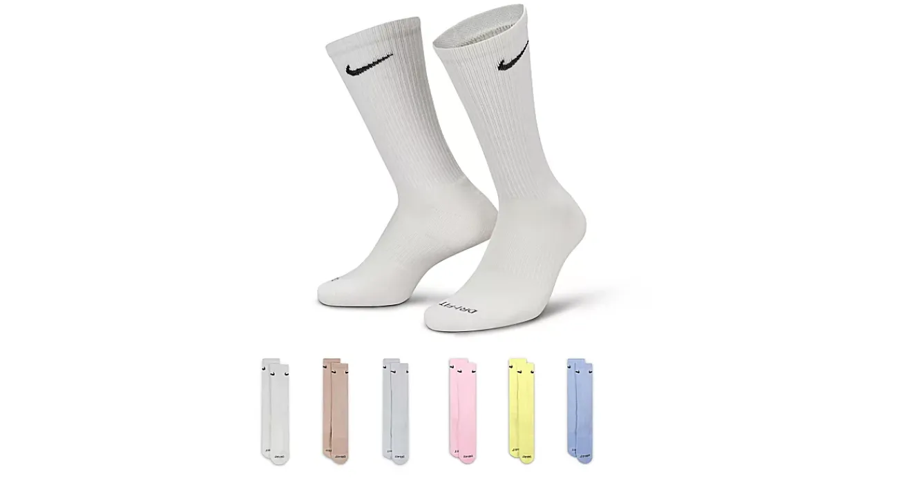 MENS LARGE EVERYDAY PLUS CUSHIONED CREW SOCKS 6 PAIRS>NIKE Hot