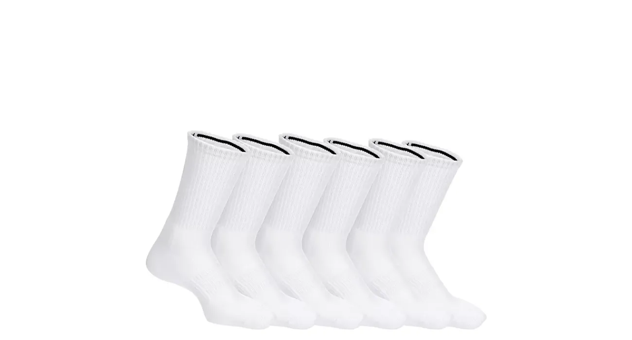 UNISEX LARGE CREW SOCKS 6 PAIRS>RACK ROOM