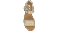 WOMENS DESERT KISS- GOLD CRUSH LOW WEDGE SANDAL><noscript><img width=