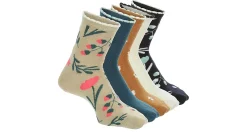 WOMENS FLORAL SCALLOP WELT QUARTER SOCKS 5 PAIRS>XAPPEAL