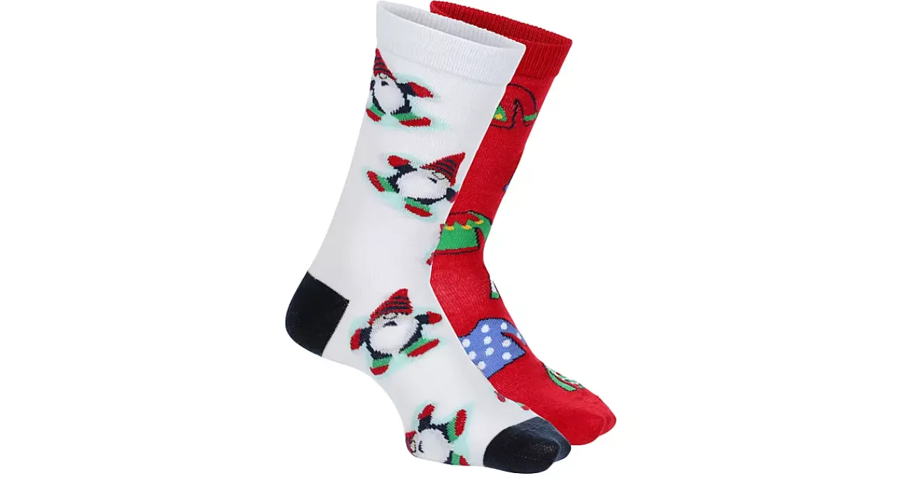 WOMENS HOLIDAY GNOME CREW SOCKS 2 PAIRS>HAPPY HOLIDAYS Best
