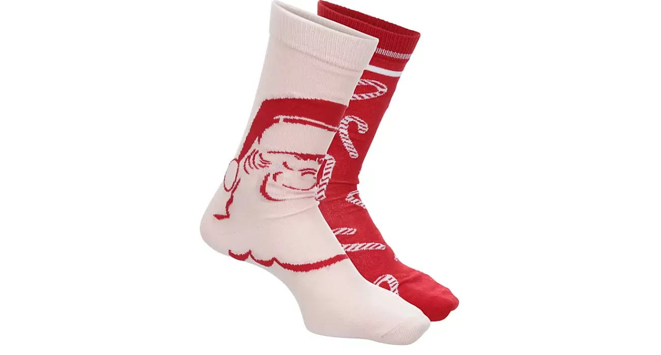 WOMENS SANTA CANDY CANE CREW SOCKS 2 PAIRS>HAPPY HOLIDAYS Discount
