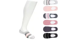 WOMENS STRIPED LINER SOCKS 6 PAIRS>SOF SOLE New